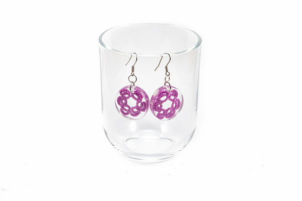 ROUND EARRINGS FLOWER IN DIFFERENT COLORS