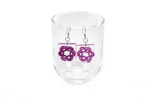 SQUARE FLOWER EARRINGS IN DIFFERENT COLORS