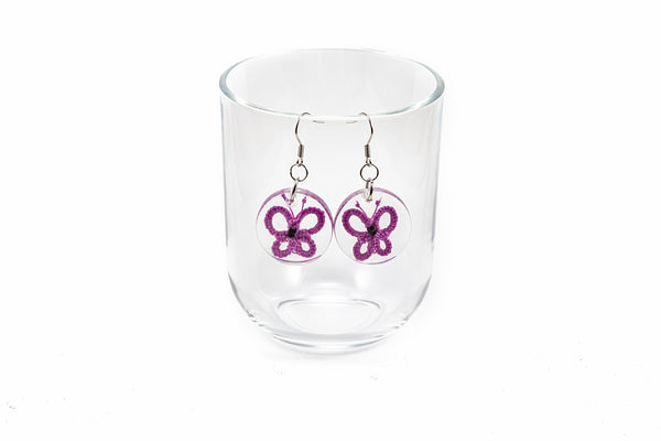 ROUND BUTTERFLY EARRINGS IN DIFFERENT COLORS