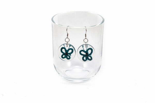 ROUND BUTTERFLY EARRINGS IN DIFFERENT COLORS