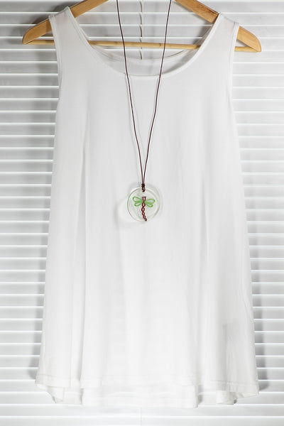 ROUND PENDANT RED GREEN DRAGONFLY