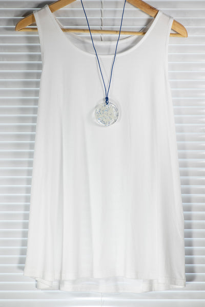 ROUND PENDANT WHITE STAR WITH GLITTERS