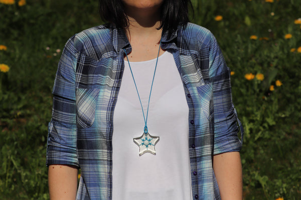 BLUE SNOWFLAKE STAR PENDANT