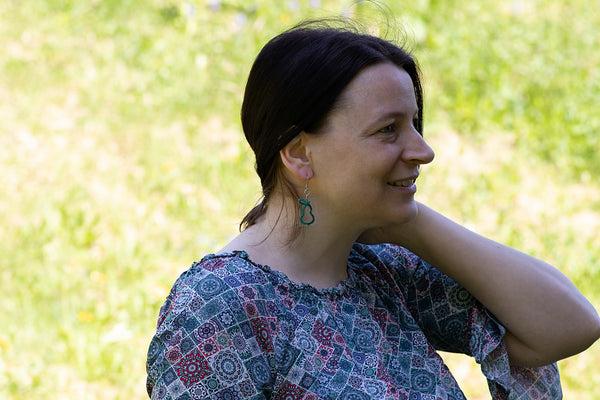 RECTANGULAR GREEN PEAR EARRINGS