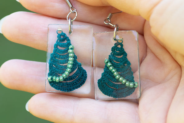 RECTANGULAR CHRISTMAS TREE EARRINGS VARIOUS