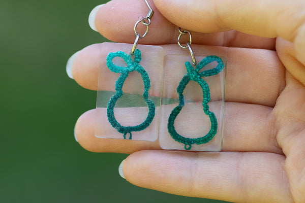 RECTANGULAR GREEN PEAR EARRINGS