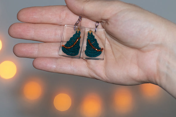 RECTANGULAR CHRISTMAS TREE EARRINGS VARIOUS