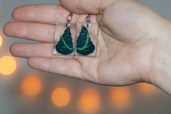 RECTANGULAR CHRISTMAS TREE EARRINGS VARIOUS