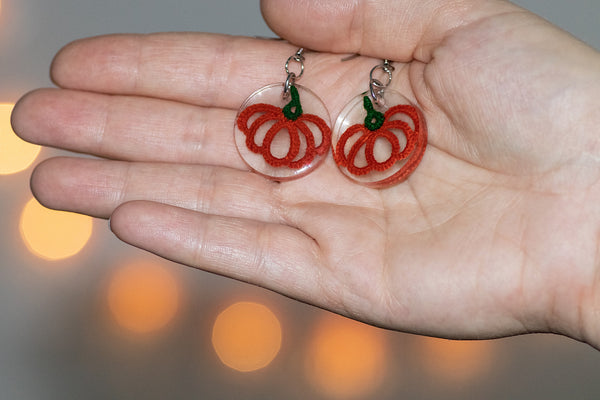 ORANGE PUMPKIN ROUND EARRINGS