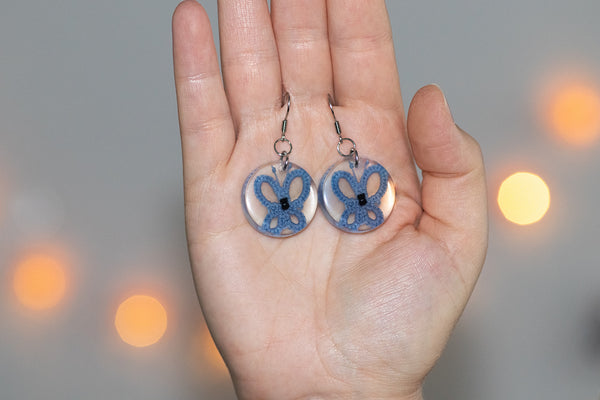 ROUND BUTTERFLY EARRINGS IN DIFFERENT COLORS