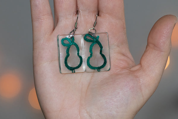 RECTANGULAR GREEN PEAR EARRINGS