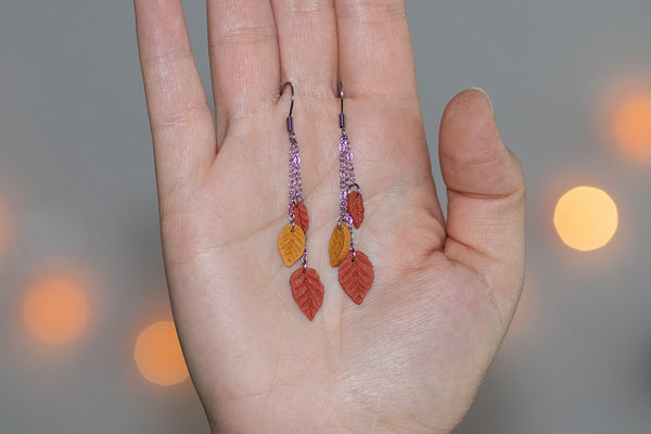 DANGLING EARRINGS 3 LEAVES VARIOUS