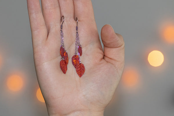 DANGLING EARRINGS 3 LEAVES VARIOUS