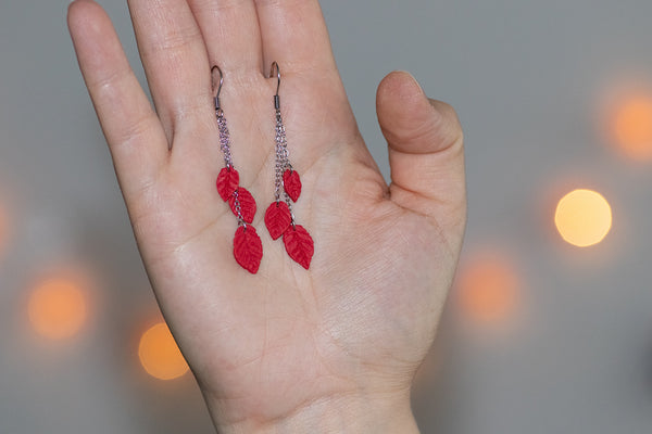 DANGLING EARRINGS 3 LEAVES VARIOUS