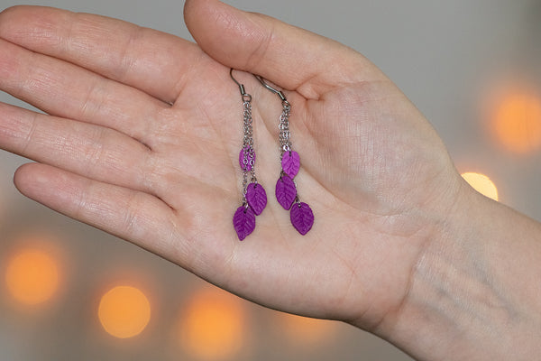 DANGLING EARRINGS 3 LEAVES VARIOUS