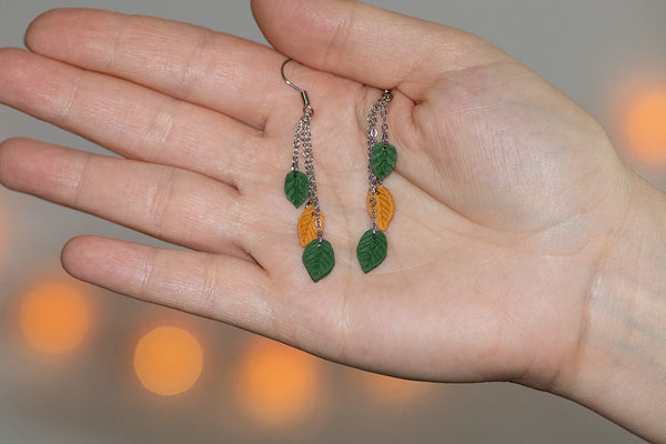 DANGLING EARRINGS 3 LEAVES VARIOUS
