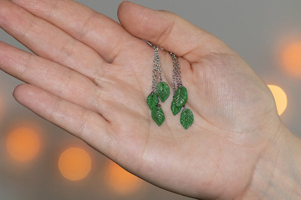 DANGLING EARRINGS 3 LEAVES VARIOUS