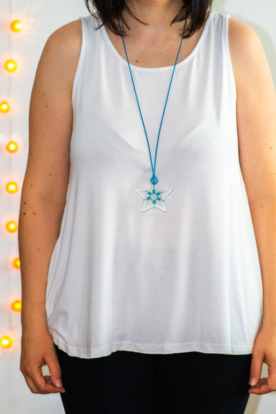 BLUE SNOWFLAKE STAR PENDANT