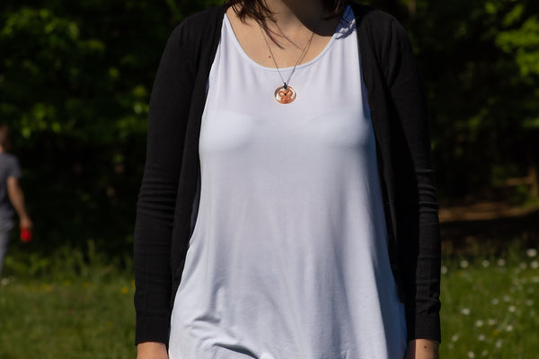 APRICOT ORANGE BUTTERFLY PENDANT IN THE SHAPE OF LACE