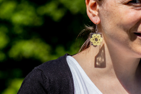 SQUARE FLOWER EARRINGS IN DIFFERENT COLORS