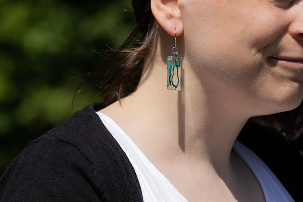 RECTANGULAR GREEN PEAR EARRINGS