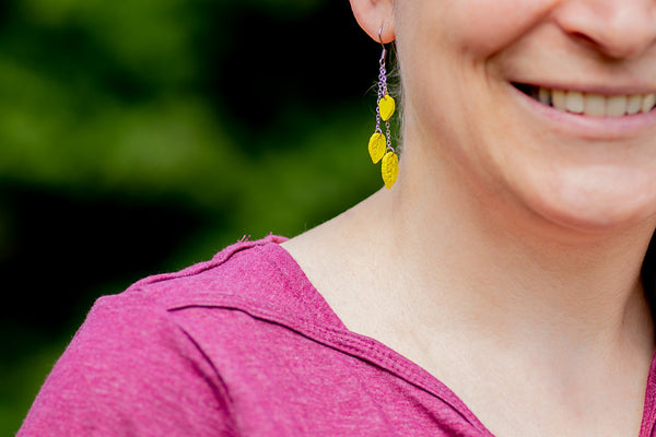 DANGLING EARRINGS 3 LEAVES VARIOUS