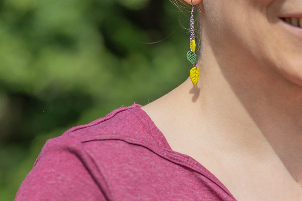 DANGLING EARRINGS 3 LEAVES VARIOUS