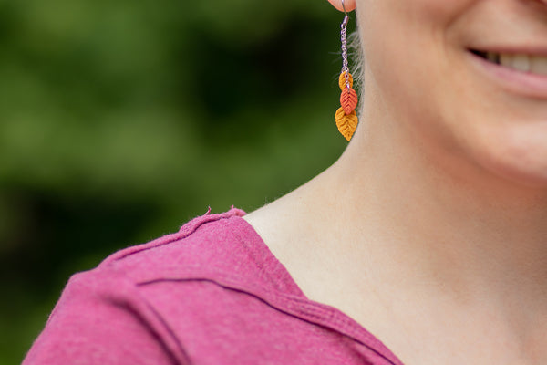 DANGLING EARRINGS 3 LEAVES VARIOUS