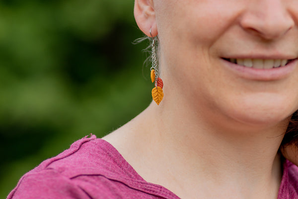 DANGLING EARRINGS 3 LEAVES VARIOUS