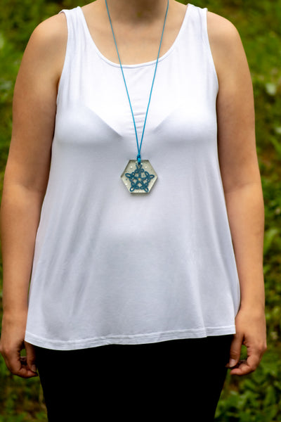 BLUE STAR PENDANT WITH GLITTERS