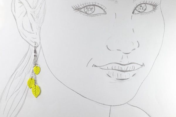 DANGLING EARRINGS 3 LEAVES VARIOUS