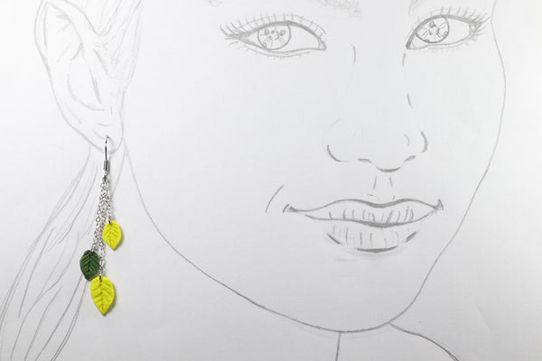 DANGLING EARRINGS 3 LEAVES VARIOUS