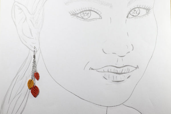 DANGLING EARRINGS 3 LEAVES VARIOUS