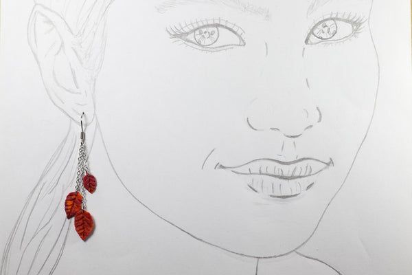 DANGLING EARRINGS 3 LEAVES VARIOUS