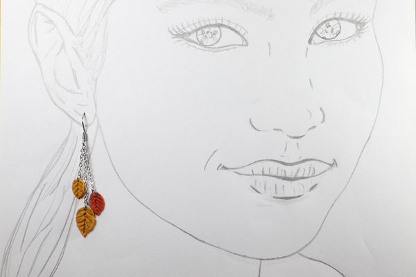 DANGLING EARRINGS 3 LEAVES VARIOUS