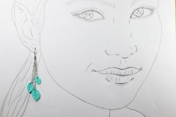 DANGLING EARRINGS 3 LEAVES VARIOUS