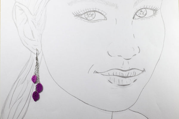 DANGLING EARRINGS 3 LEAVES VARIOUS