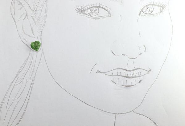 HEART-SHAPED FIXED LEAF EARRINGS IN DIFFERENT COLORS