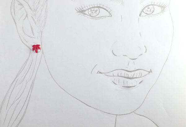 FIXED EARRINGS MEDIUM LARGE MAPLE LEAF DIFFERENT COLORS