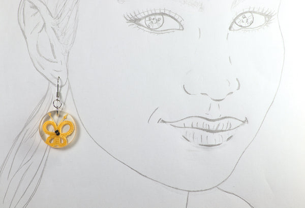 ROUND BUTTERFLY EARRINGS IN DIFFERENT COLORS