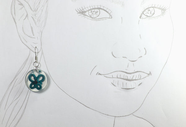 ROUND BUTTERFLY EARRINGS IN DIFFERENT COLORS