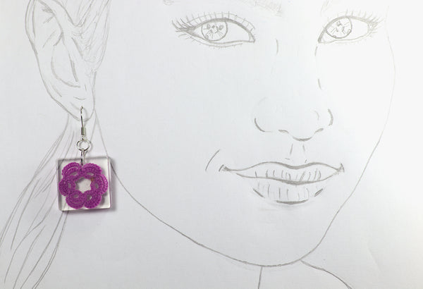 SQUARE FLOWER EARRINGS IN DIFFERENT COLORS