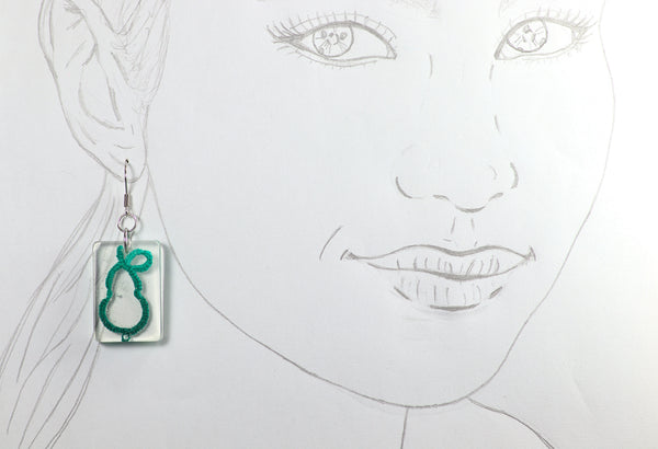RECTANGULAR GREEN PEAR EARRINGS
