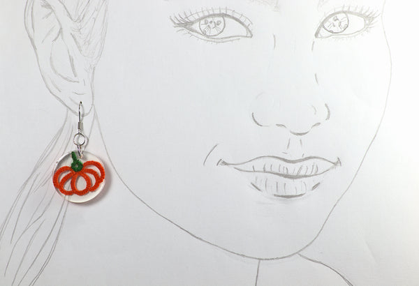 ORANGE PUMPKIN ROUND EARRINGS
