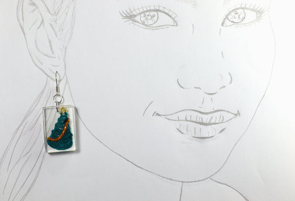 RECTANGULAR CHRISTMAS TREE EARRINGS VARIOUS