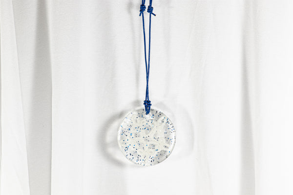 ROUND PENDANT WHITE STAR WITH GLITTERS