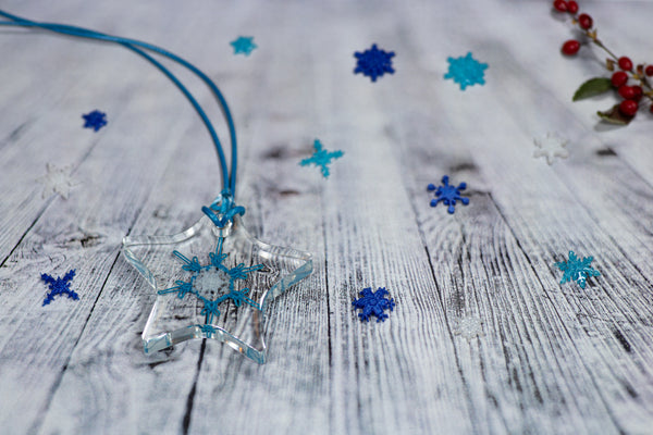 BLUE SNOWFLAKE STAR PENDANT